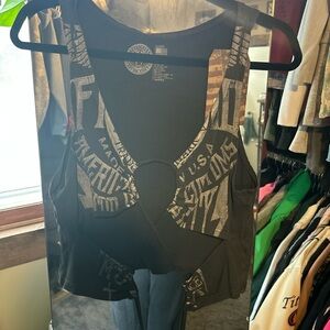 Affliction Black Graphic Cutout Tank Top